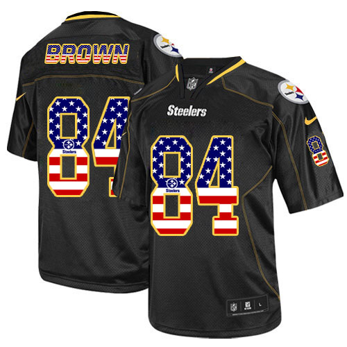 Men's Elite Antonio Brown Nike Jersey Black - #84 USA Flag Fashion NFL Pittsburgh Steelers